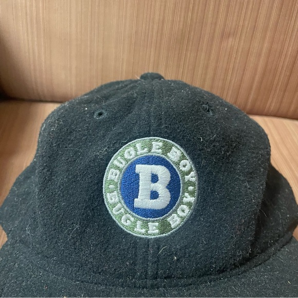 Vintage 90s Bugle Boy Buckle Snapback Hat Cap Grey B Embroidered Soft Black - Picture 2 of 6